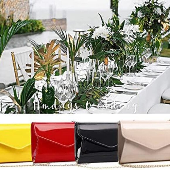 Women's Mini Shiny Patent Leather Evening Clutch Bag Crossbody Prom - Picture 4 of 6